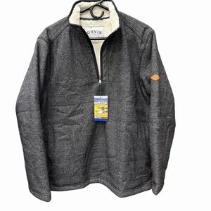 ORVIS Classic Collection Sherpa Lined Pullover Jacket Men's L Black 1/4 Zip New